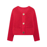 Zara | Mesh-Knit Cardigan With Front Pockets