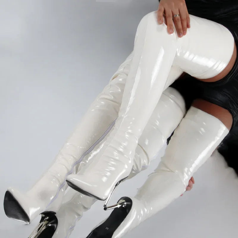 Freya | Over-the-Knee Boots – Glossy Patent Look