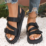 Women’s Sandals – Flat Sole – Open Toe – Adjustable Straps with Buckle – Casual Fit