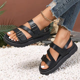 Women’s Sandals – Flat Sole – Open Toe – Adjustable Straps with Buckle – Casual Fit