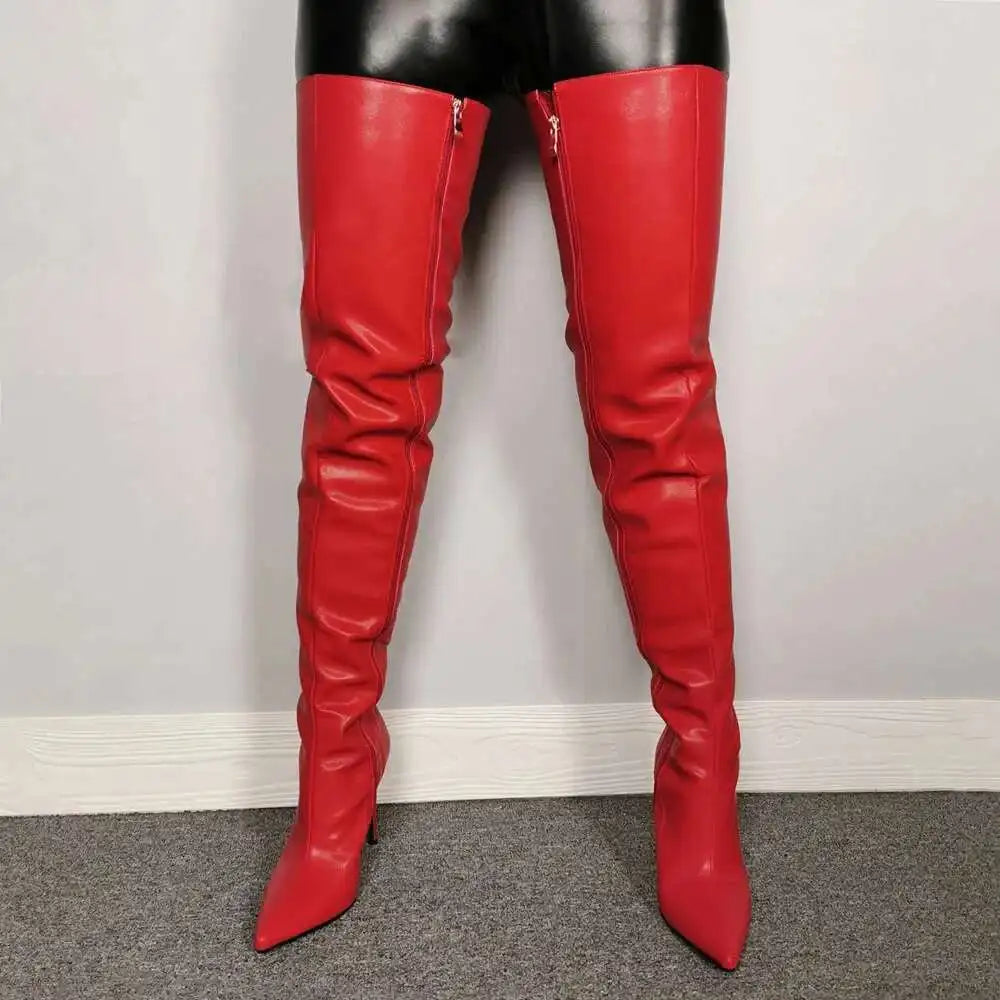 Amelia | Women’s Over-the-Knee Boots – Glossy Faux Leather