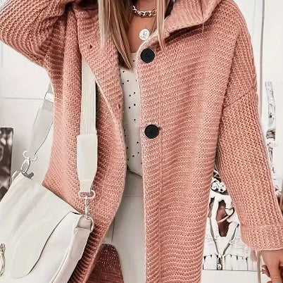 Women's  Loose hooded cardigan met lange mouwen