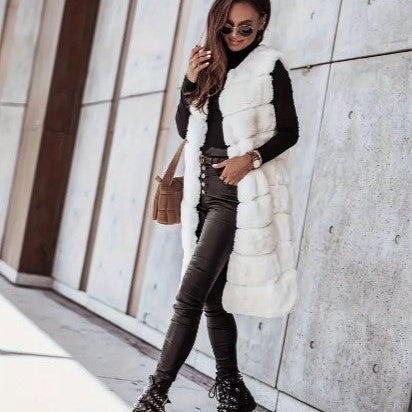 Peyton | Faux Fur Vest - Long Sleeveless