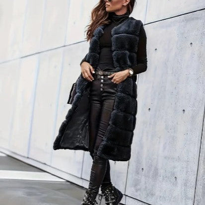 Peyton | Faux Fur Vest - Long Sleeveless
