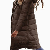 Women's long padded coat with hood