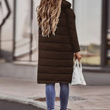 Women's long padded coat with hood