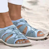 Women's Orthopedic Sandals - Open Toe - Cushioned Sole - Adjustable Velcro Straps - Casual Wear