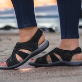 Women's Orthopedic Sandals - Open Toe - Cushioned Sole - Adjustable Velcro Straps - Casual Wear