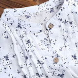 Women’s Blouse – Relaxed Fit – V-Neck – Button Front – Floral Print – Breathable Blend