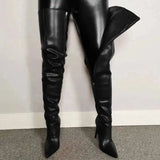 Amelia | Women’s Over-the-Knee Boots – Glossy Faux Leather