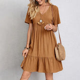 Monroe™ V-neck Short Sleeved Pleated Dress