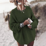 Women’s Pullover Sweater – Chunky Knit – Oversized Fit – Wool Blend – Crew Neck