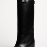 Muriel | Shark Lock Knee-High Leather Boots