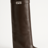 Muriel | Shark Lock Knee-High Leather Boots