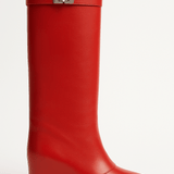 Muriel | Shark Lock Knee-High Leather Boots