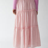 Women's Maxi Skirt - Tiered Flowy Design - Lightweight Cotton Linen - Elastic Waist