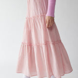 Women's Maxi Skirt - Tiered Flowy Design - Lightweight Cotton Linen - Elastic Waist