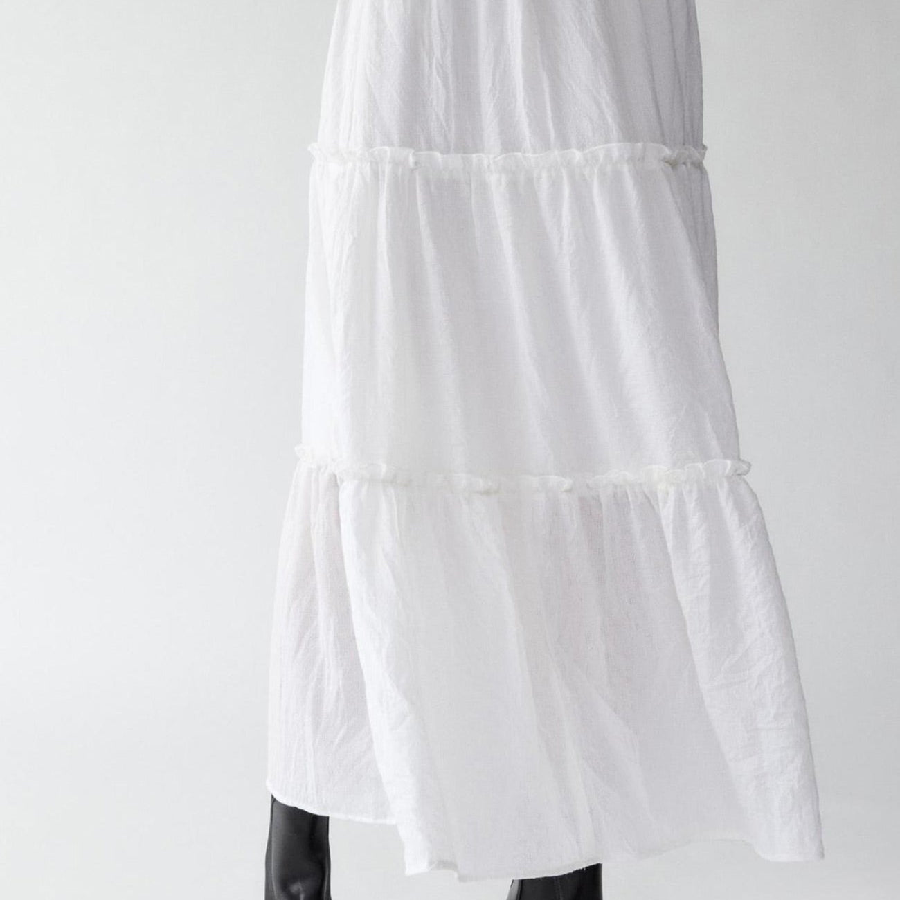 Women's Maxi Skirt - Tiered Flowy Design - Lightweight Cotton Linen - Elastic Waist