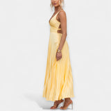 Charlotte | Hyperdimensional Yellow Pleated Maxi Dress