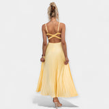 Charlotte | Hyperdimensional Yellow Pleated Maxi Dress
