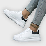 Liliana | Clean White Faux Leather Sneakers