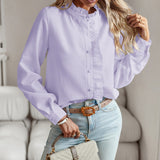 Women's elegant striped blouse with long sleeves