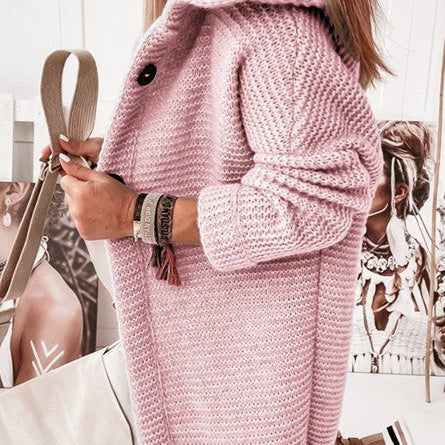 Knitted Hoodie Cardigan with Buttons | Warm Winter Long-Sleeve Sweater Coat