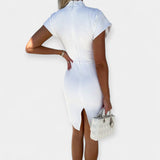 Morgan | Luxurious Short-Sleeve Midi Cocktail Dress