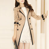 Women’s Trench Coat – Slim Fit – Double-Breasted – Knee Length – Structured Fabric