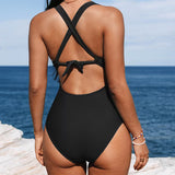 Women’s One-Piece Swimsuit – Shaping Fit – Deep V-Neck – Double Strap – Smooth Stretch Fabric