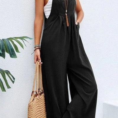 Women's Casual Loose Fit Jumpsuit – Sleeveless, Wide-Leg, Lightweight