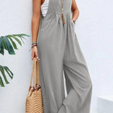 Women's Casual Loose Fit Jumpsuit – Sleeveless, Wide-Leg, Lightweight