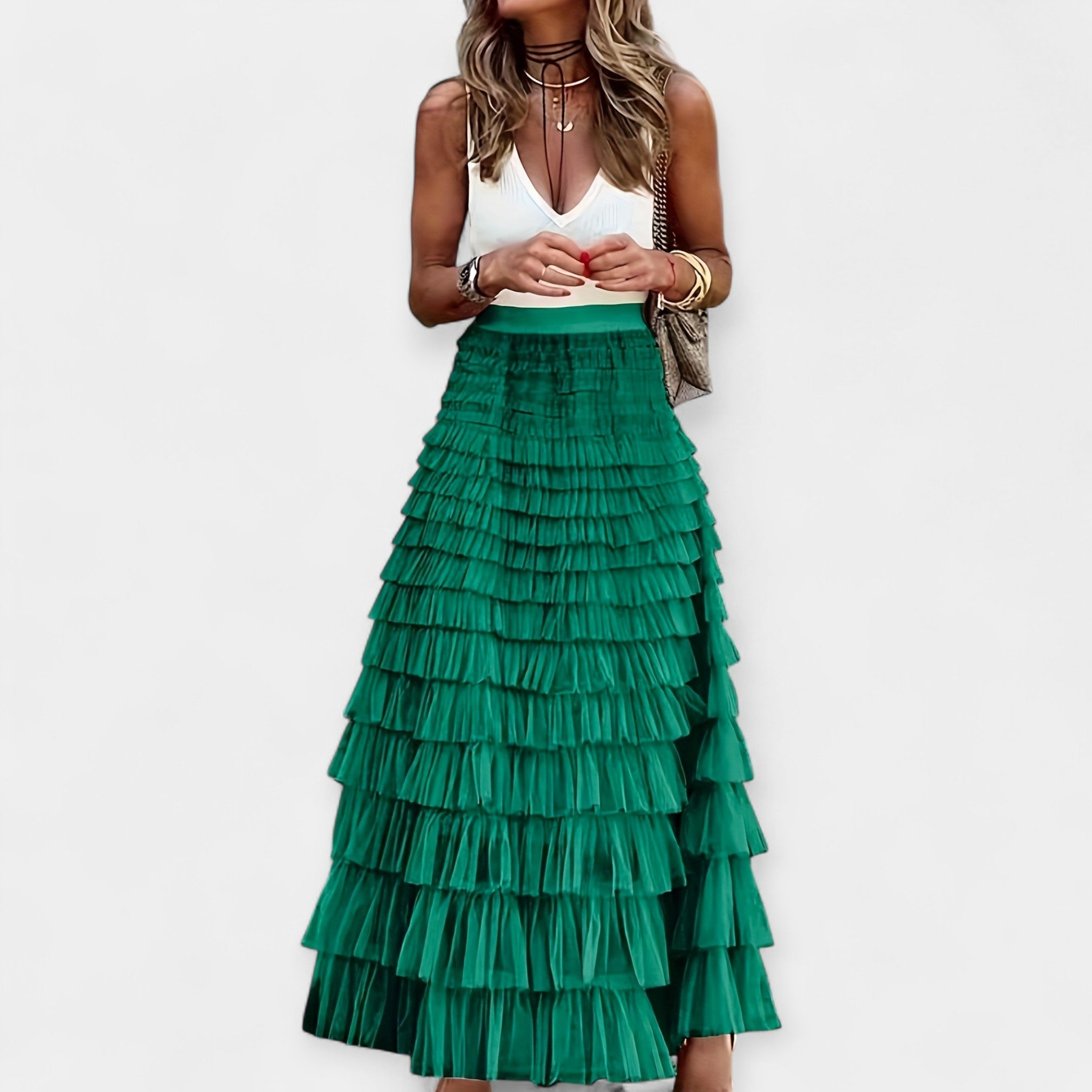 Alexandra | Boho Unquestionably Textured Satin Skirt