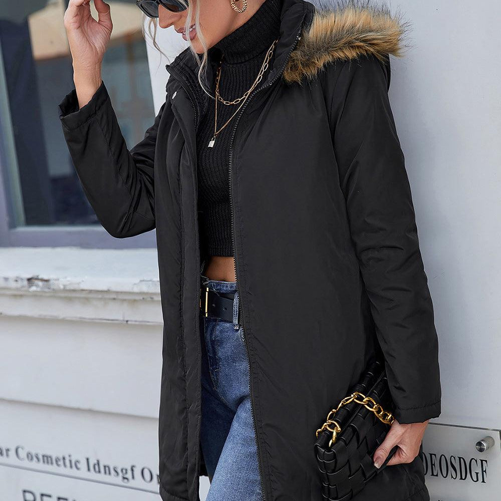 Women's casual quilted hooded windbreaker