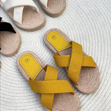 Women's Lightweight Cross Band Summer Sandals - Non-Slip, Comfy Vacation Beach Slides