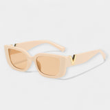 Retro Square Glasses Black Frame Gold V Detail Collection