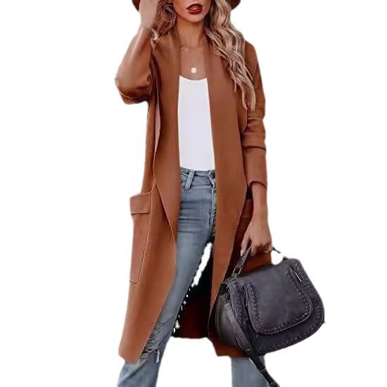Women's Long Cardigan - Open Front - Elegant Casual Wear