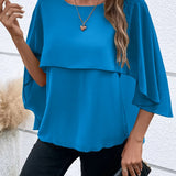 Layered blouse with batwing sleeves for women