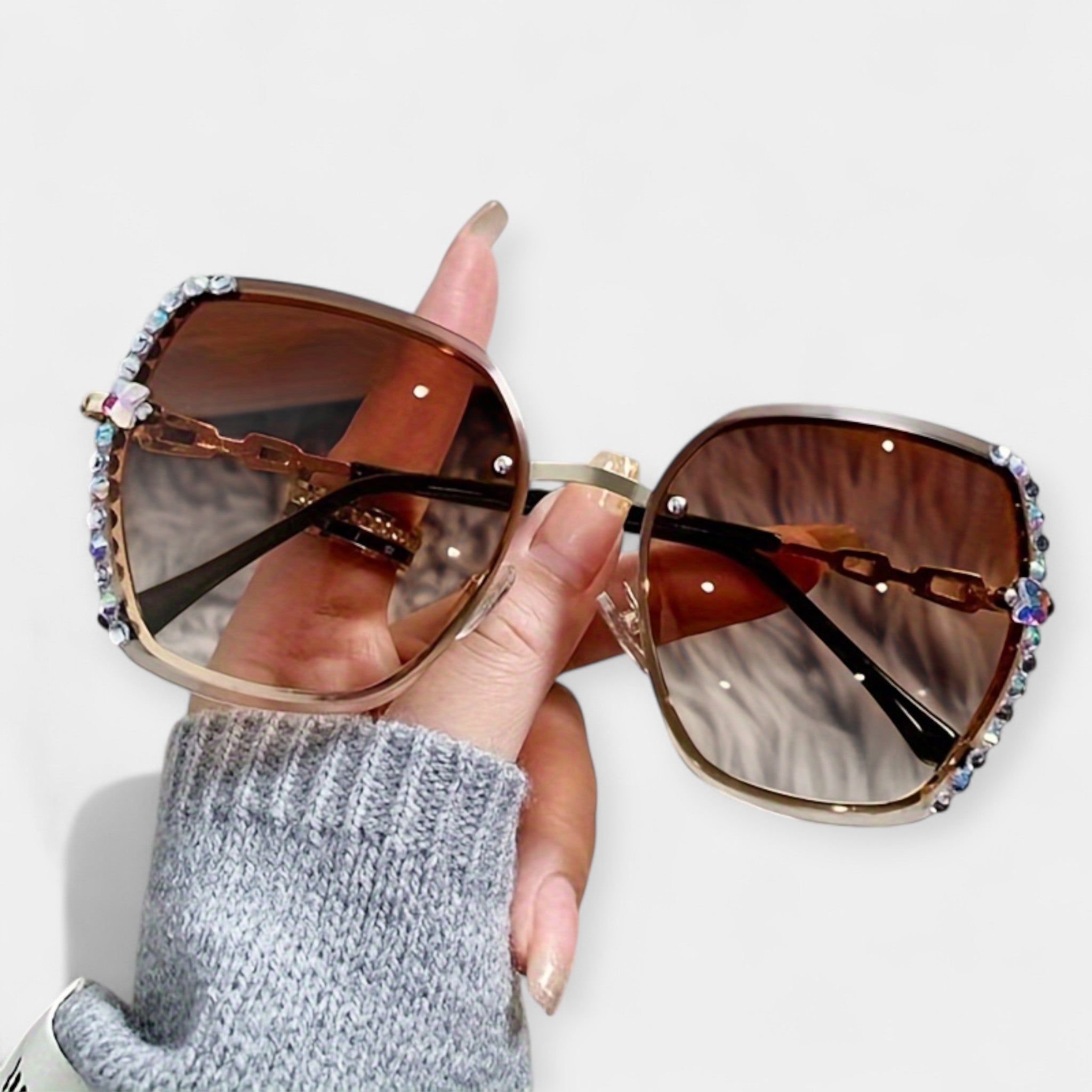 Metallic Frame Gradient Glasses Exclusive Pink Purple Tint