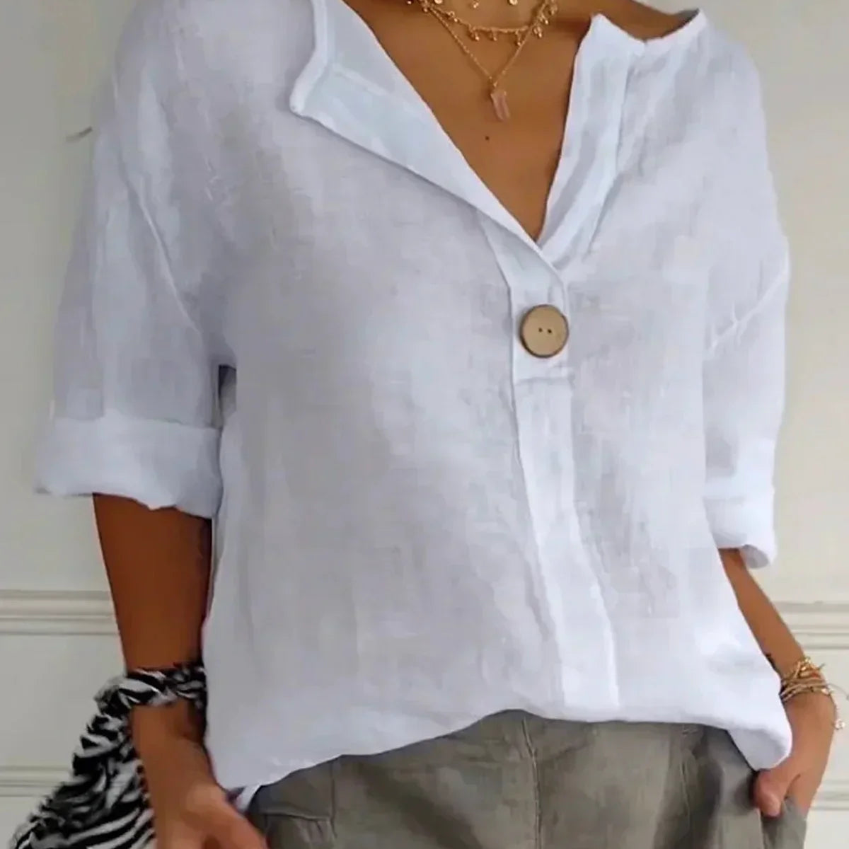 Ilja™ V-Neck Long Sleeve Loose Shirt