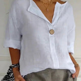 Ilja™ V-Neck Long Sleeve Loose Shirt