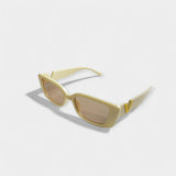 Retro Square Glasses Black Frame Gold V Detail Collection