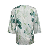 Leaf print v-neck formal blouse for women