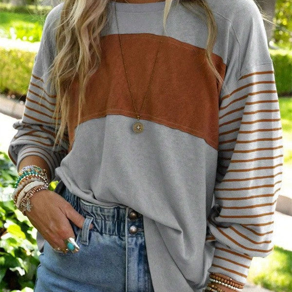 Women’s Blouse – Oversized Fit – Long Sleeve – Crew Neck – Breathable Blend – Casual Style
