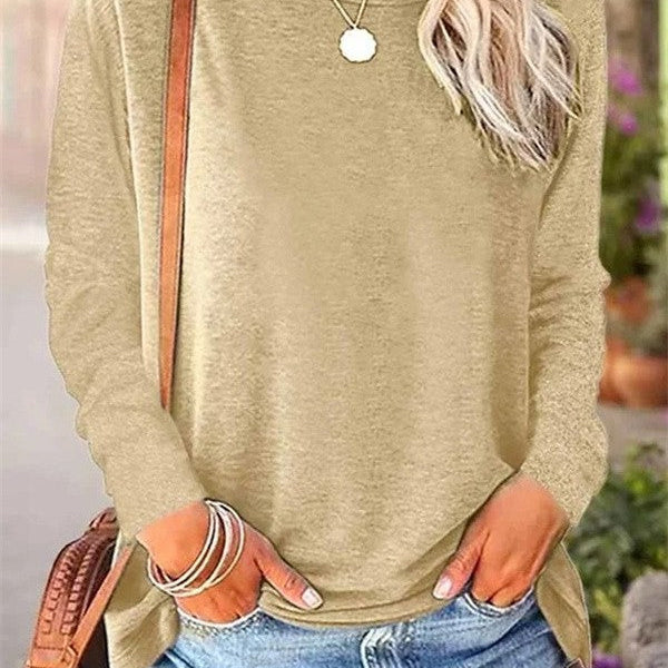 Women’s Blouse – Soft Knit – Relaxed Fit – Long Sleeve – Crew Neck Casual Wear