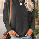 Women’s Blouse – Soft Knit – Relaxed Fit – Long Sleeve – Crew Neck Casual Wear