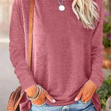Women’s Blouse – Soft Knit – Relaxed Fit – Long Sleeve – Crew Neck Casual Wear