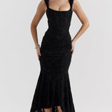 Isabella | Delicate Embroidered Evening Midi Dress