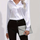 Luna - Satin Button-Up Blouse