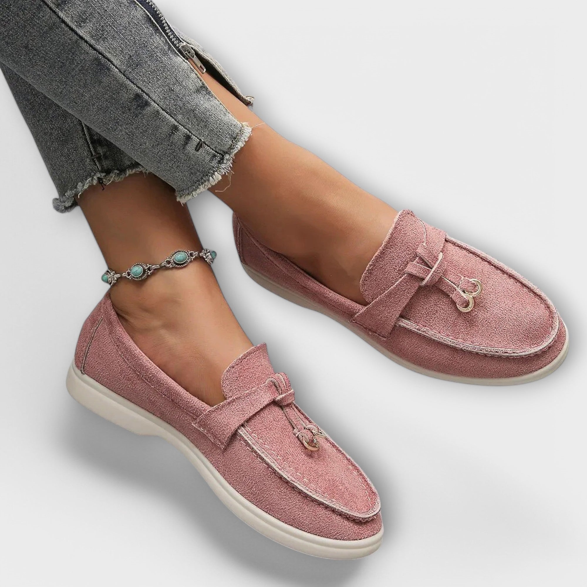 Christabelle | Beige Moccasins With Decorative Cord